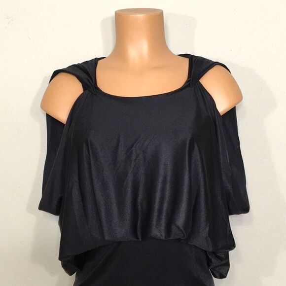 CHARLES HENRY black dress with drape bodice. New - Picture 3 of 9